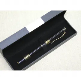 Özel Tasarım Siyah Altın Detaylı Şık Tekli Tükenmez Kalem - Kutusunda Prestijli Yazım Deneyimi