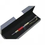 Şık Kırmızı ve Siyah Gold Detaylı Tekli Tükenmez Kalem – Özel Tasarım Hediye Kutulu Lüks Yazı Aracı