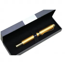 Altın Rengi Özel Desenli Lüks Tükenmez Kalem - Şık Hediye Kutulu Prestijli Yazım Deneyimi