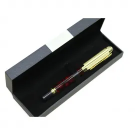 Zarif Altın Kapaklı Kırmızı Mermer Görünümlü Tekli Tükenmez Kalem - İş ve Hediye İçin İdeal
