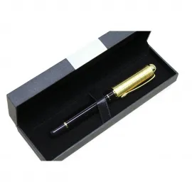 Lüks Siyah Altın Kapaklı Izgara Desenli Tükenmez Kalem Özel Hediye Kutulu