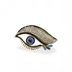 Zarif Swaroski Taşlı Nazar Boncuğu Göz Biblo Magnet – Şans Getiren Dekoratif Figür