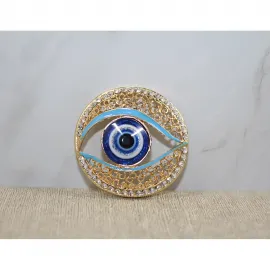 Göz Alıcı Swaroski Taşlı Altın Rengi Nazar Göz Figür Magnet – Şık ve Koruyucu Dekorasyon