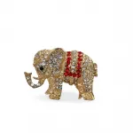 Swaroski Taşlı Altın Fil Biblo Magnet - Dekoratif Şans ve Uğur Figürü Hediyelik