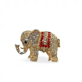 Swaroski Taşlı Altın Fil Biblo Magnet - Dekoratif Şans ve Uğur Figürü Hediyelik