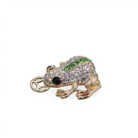 Pırıltılı Swaroski Taşlı Altın Kurbağa Biblo – Zenginlik ve Şans Getiren Dekoratif Figür