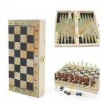 Ahşap Katlanabilir Satranç ve Tavla Seti | İki Oyun Bir Arada Strateji ve Eğlence