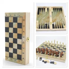 Ahşap Katlanabilir Satranç ve Tavla Seti | İki Oyun Bir Arada Strateji ve Eğlence