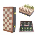 Lüks Ahşap Katlanabilir Satranç Takımı - Hazneli Metal Taşlı Seyahat Seti