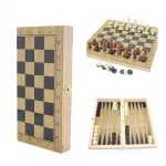 Premium Ahşap Satranç ve Tavla Seti | Katlanabilir Seyahat Boyutu 2'si 1 Arada Kutu Oyunları