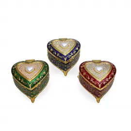 Göz Kamaştıran Swarowski Taşlı Kalp Şeklinde Dekoratif Mücevher Biblo Kutusu - Özel Tasarım