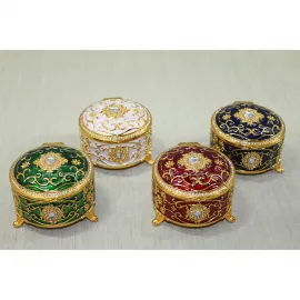 Lüks Swaroski Taşlı Dekoratif Mücevher Kutusu - El Yapımı Sırlı Biblo Koleksiyonu