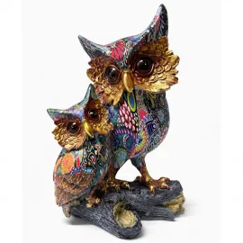 Canlı Renkli Özel Tasarım Polyester Baykuş Biblo Ev ve Ofis Dekorasyonu İçin Sanatsal Obje