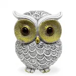 Modern Gri Altın Detaylı Polyester Baykuş Biblo Figürü – Şık Ev Dekorasyonu Objeleri