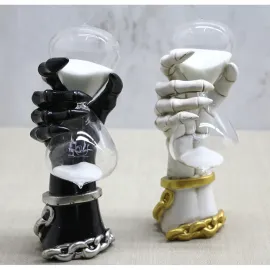 Zarif Polyester İskelet El Tasarımı Kum Saati | Gotik Temalı Ev ve Ofis Dekorasyonu Objeleri