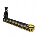 El Boyaması Polyester Mısır Kedisi Bastet Figürlü Dekoratif Tütsülük - Uzun Form