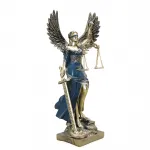 Antik Bronz Kanatlı Themis Biblosu Kılıç Terazi Detaylı Hukuk Bürosu Dekor Figürü