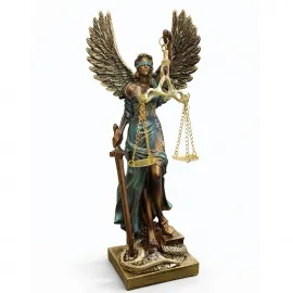 Kanatlı Themis Adalet Biblosu | Ofis ve Ev İçin Dekoratif Polyester Figür 30x9 Cm