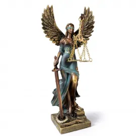 Kanatlı Adalet Biblosu: Hukukun Sembolü Lady Justice Temalı Dekoratif Ofis ve Ev Objesi