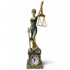 Polyester Saatli Adalet Biblosu – Şık Hukuk Temalı Dekoratif Ofis ve Ev Objeleri
