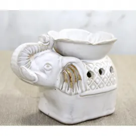 Zarif Seramik Fil Tasarımlı Buhurdanlık | Dekoratif Ortam Kokusu Difüzörü ve Mum Standı