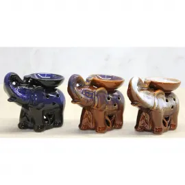 Göz Alıcı Parlak Sırlı Seramik Filli Buhurdanlık Koku Lambası ve Dekoratif Ev Objesi