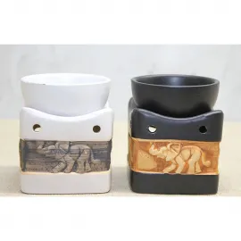 El Yapımı Fil Desenli Seramik Buhurdanlık | Dekoratif Esansiyel Yağ Difüzörü Oda Kokusu