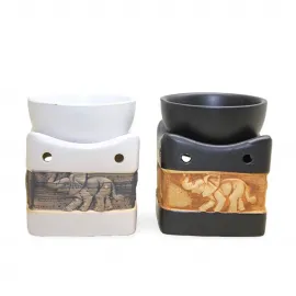 El Yapımı Fil Desenli Seramik Buhurdanlık | Dekoratif Esansiyel Yağ Difüzörü Oda Kokusu