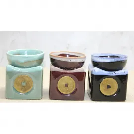 El Yapımı Seramik Dekoratif Buhurdanlık Tütsülük – Otantik Çin Para Motifli Koku Yayıcı