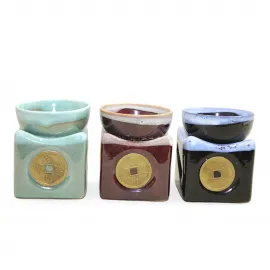 El Yapımı Seramik Dekoratif Buhurdanlık Tütsülük – Otantik Çin Para Motifli Koku Yayıcı