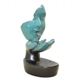 El Yapımı Seramik Mask Tasarımlı Geri Akış Tütsülük Meditasyon ve Huzur İçin Dekoratif Obje