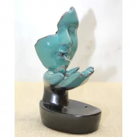 El Yapımı Seramik Mask Tasarımlı Geri Akış Tütsülük Meditasyon ve Huzur İçin Dekoratif Obje