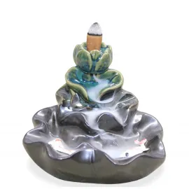 Lotus Şelale Tasarımlı Seramik Geri Akış Tütsülük Dekoratif Ev ve Ofis Objesi