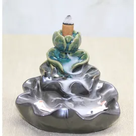 Lotus Şelale Tasarımlı Seramik Geri Akış Tütsülük Dekoratif Ev ve Ofis Objesi