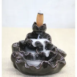 Lotus Tasarım El Yapımı Seramik Geri Akış Tütsülük Şelalesi – Dekoratif ve Meditatif Buhurdanlık