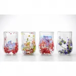 El Yapımı Çift Camlı Çiçek İçerikli Termal Bardak - Sıcak ve Soğuk İçecekler İçin Eşsiz Tasarım