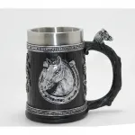 At Başı Kabartmalı Paslanmaz Çelik Termal Kupa Bardak | Dekoratif Bira Kupası