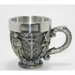 Gotik Şövalye Kabartmalı 3D Paslanmaz Çelik Kupa Bardak - Orta Çağ Temalı