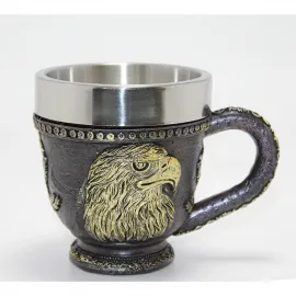 Görkemli 3D Kabartmalı Kartal Desenli Paslanmaz Çelik Kupa Bardak | Dekoratif Koleksiyonluk Mug