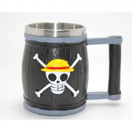 One Piece Hasır Şapkalı Korsan Luffy Temalı 3D Kabartmalı Çelik İçecek Kupası