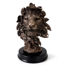 Zarif Polyester Aslan Büstü Dekoratif Figürü: Ev ve Ofis İçin Güçlü Liderlik Simgesi