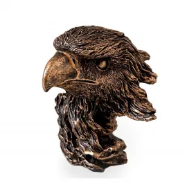 Asil ve Görkemli Kartal Başı Dekoratif Büst: Bronz Görünümlü Polyester Ev Ofis Figürü