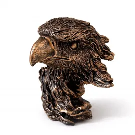 Asil ve Görkemli Kartal Başı Dekoratif Büst: Bronz Görünümlü Polyester Ev Ofis Figürü