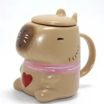 Sevimli 3D Kapibara Capybara Tasarımlı Porselen Kupa Bardak | Dekoratif Kapaklı Hediye Fikri