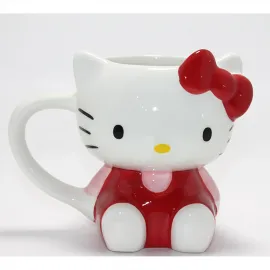 Hello Kitty 3D Porselen Kupa Bardak Kırmızı Elbiseli Karakter Tasarımı