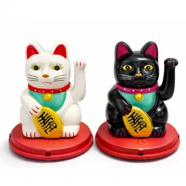 Şans Getiren Güneş Enerjili Maneki Neko Kedi Biblosu - Otantik Japon Dekorasyon
