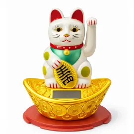Güneş Enerjili Otomatik Sallanan Maneki Neko Şans Kedisi Dekoratif Biblo