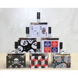 Modern Desenli Metal Basmalı Küllük | Şık ve Hijyenik Ev Ofis Sigara Küllüğü