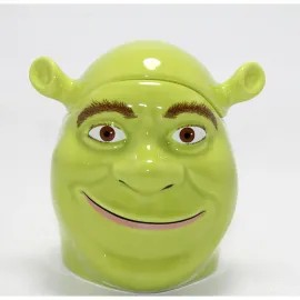 Shrek Temalı 3D Porselen Kapaklı Kupa Bardak | Eğlenceli Mutfak Dekorasyonu Hediye