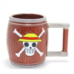 One Piece Hasır Şapka Korsanları 3D Fıçı Tasarımlı Seramik Kupa Bardak Koleksiyonluk